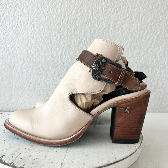 Lane Cream Ankle Boots with Brown Straps Sz 7.5 - Picture 4 of 11